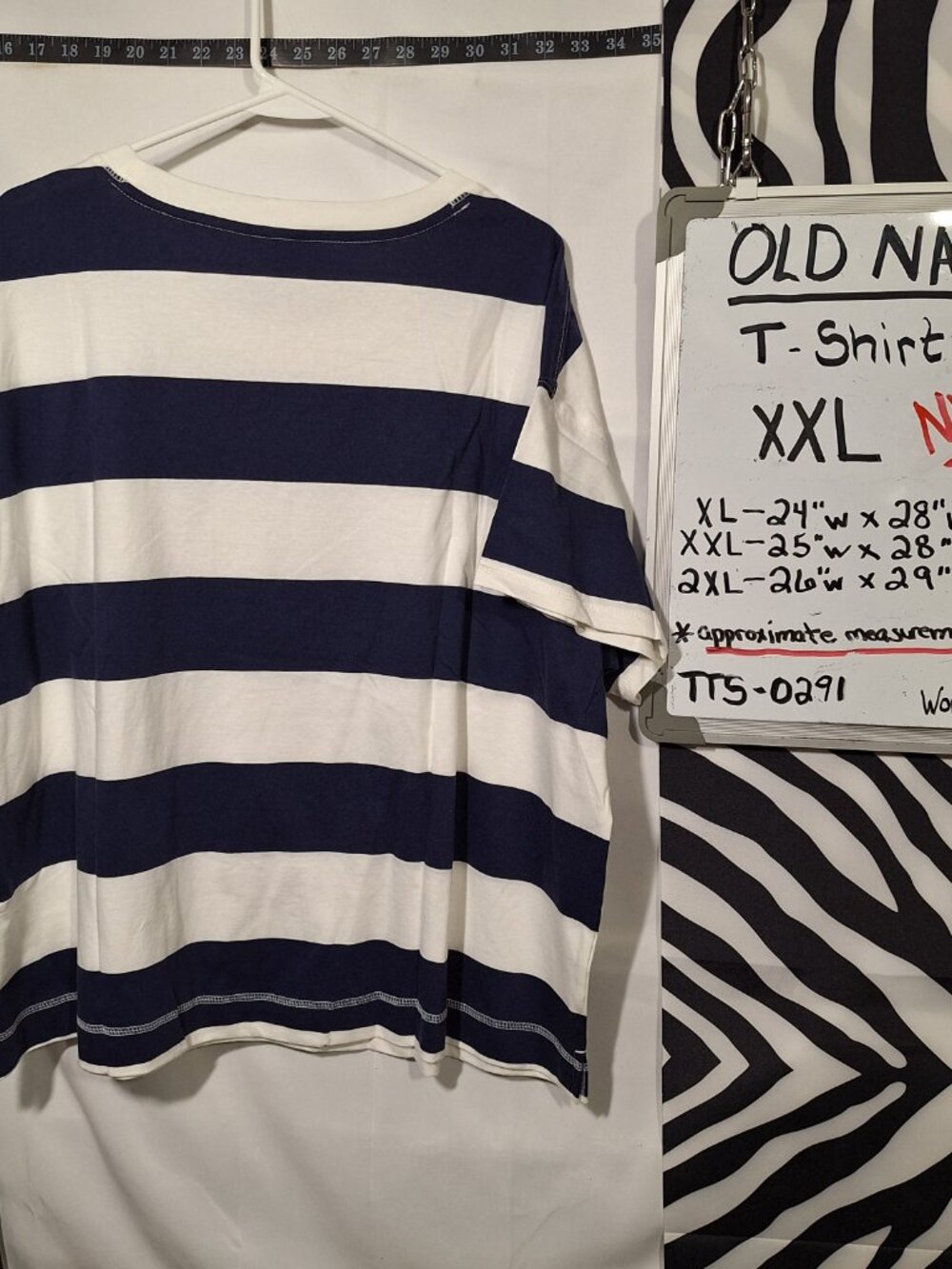 NWT Old Navy Shirt, Blue White Stripes, XXL - Picture 2 of 7